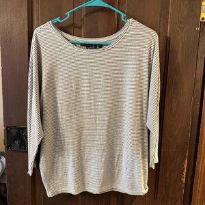 Rachel Zoe Cream Ribbed Blouse with Relaxed Fit